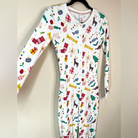 Mini Boden Button Front One Piece Christmas Holiday Pajamas 13 Y - Picture 3 of 9